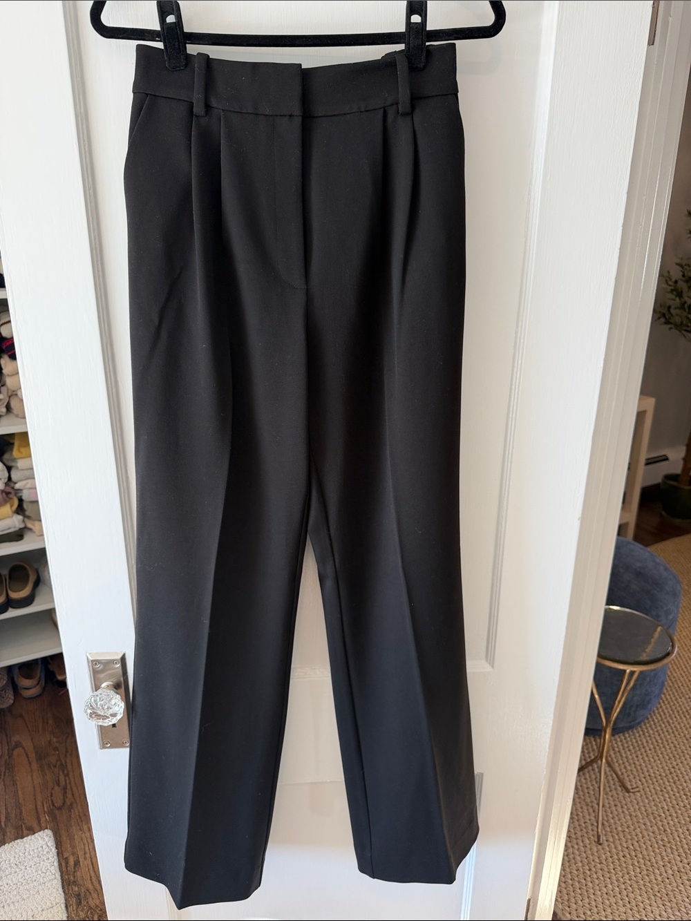Favorite Daughter Black Wide-Leg Pleated Trousers